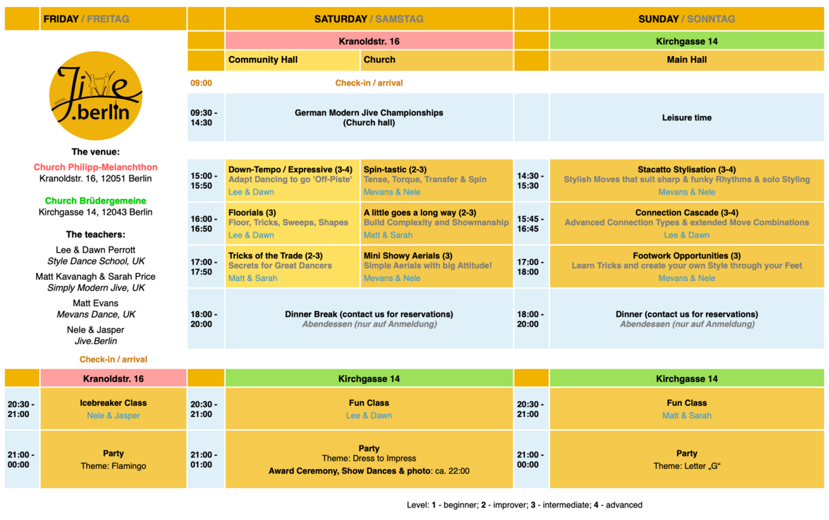 Workshop schedule